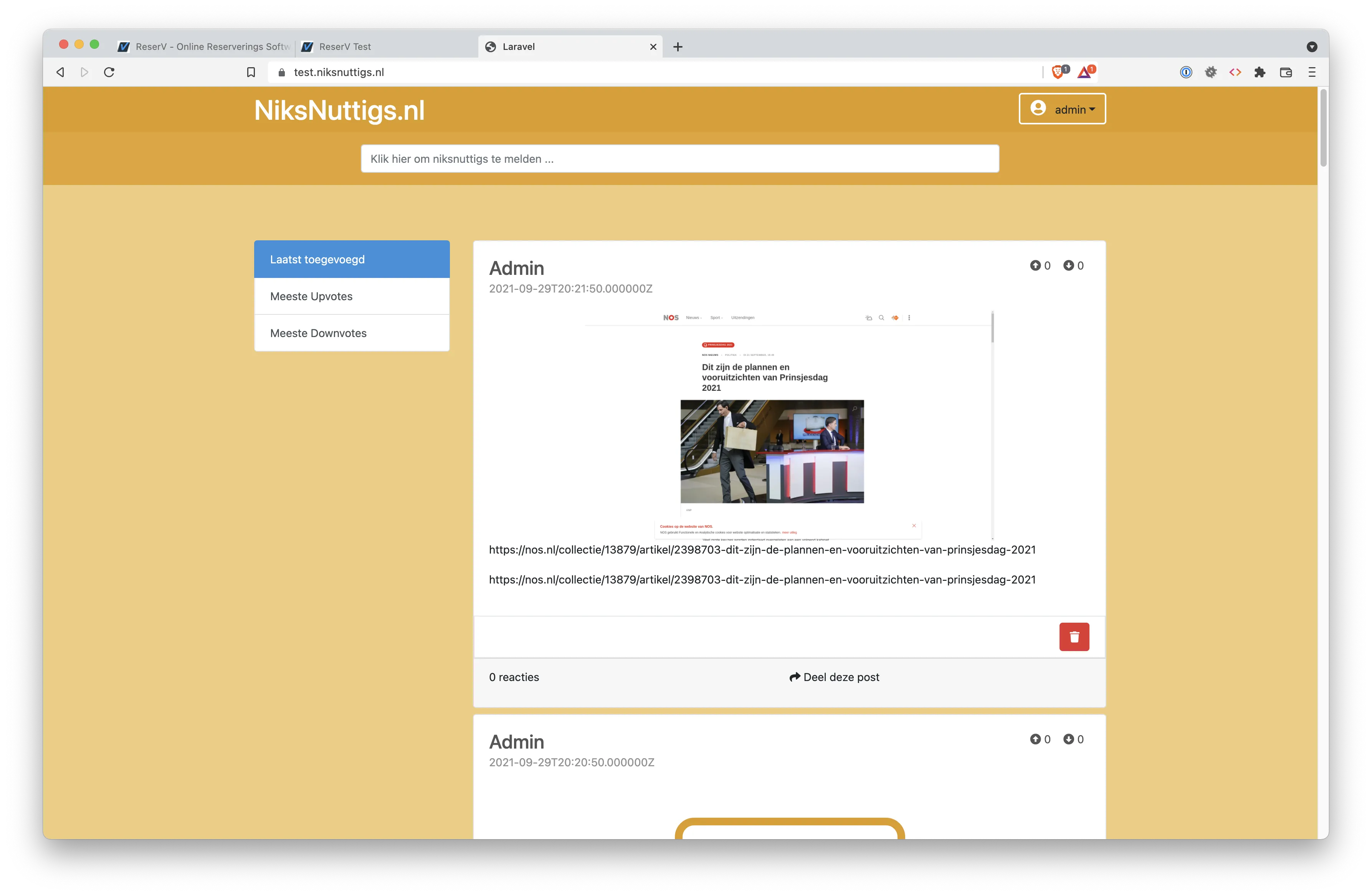 NiksNuttigs.nl – Maatwerk Webapplicatie in Laravel